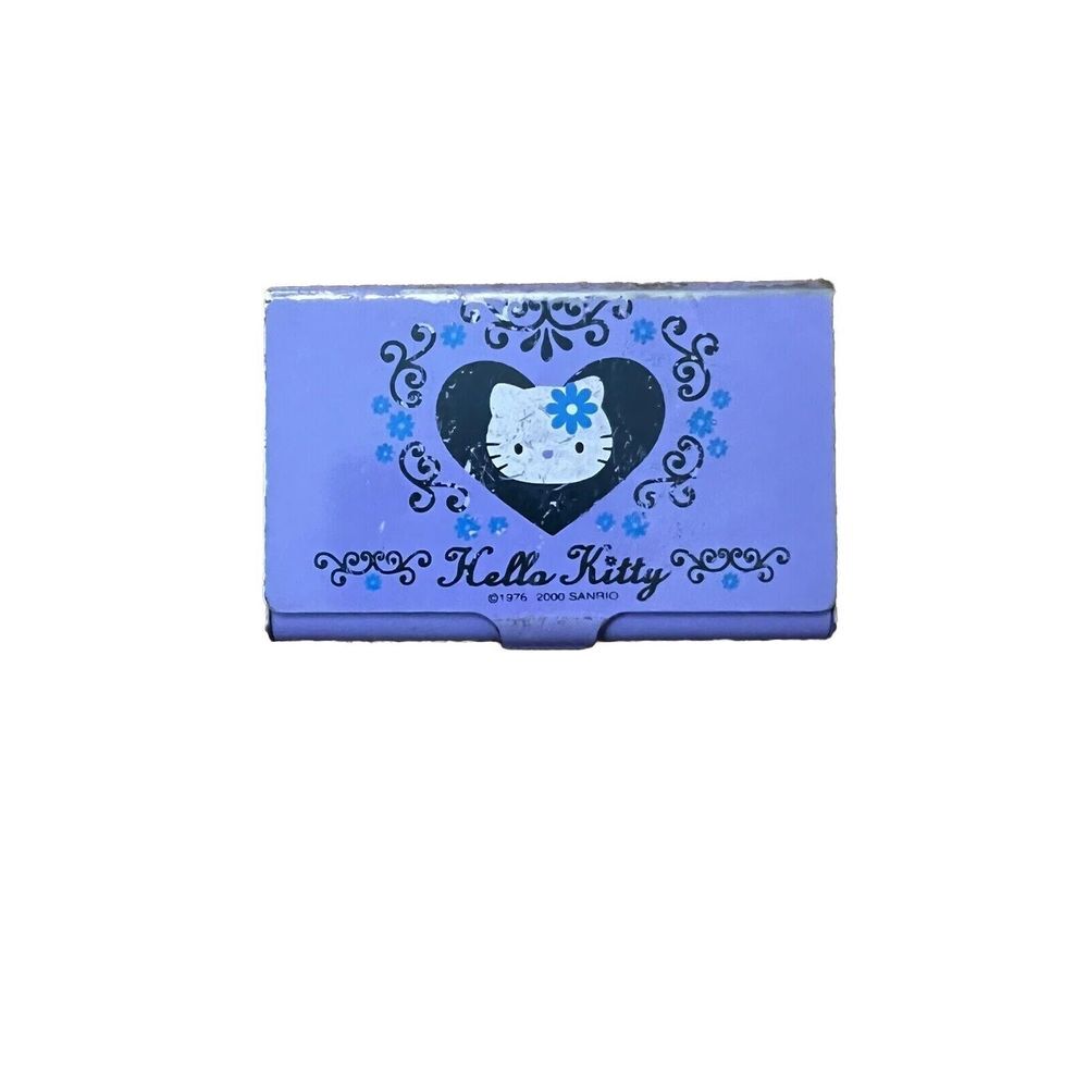 Vtg Sanrio - Hello Kitty - Purple Slim Metal Tin‎ Name Business Card Case - 2000